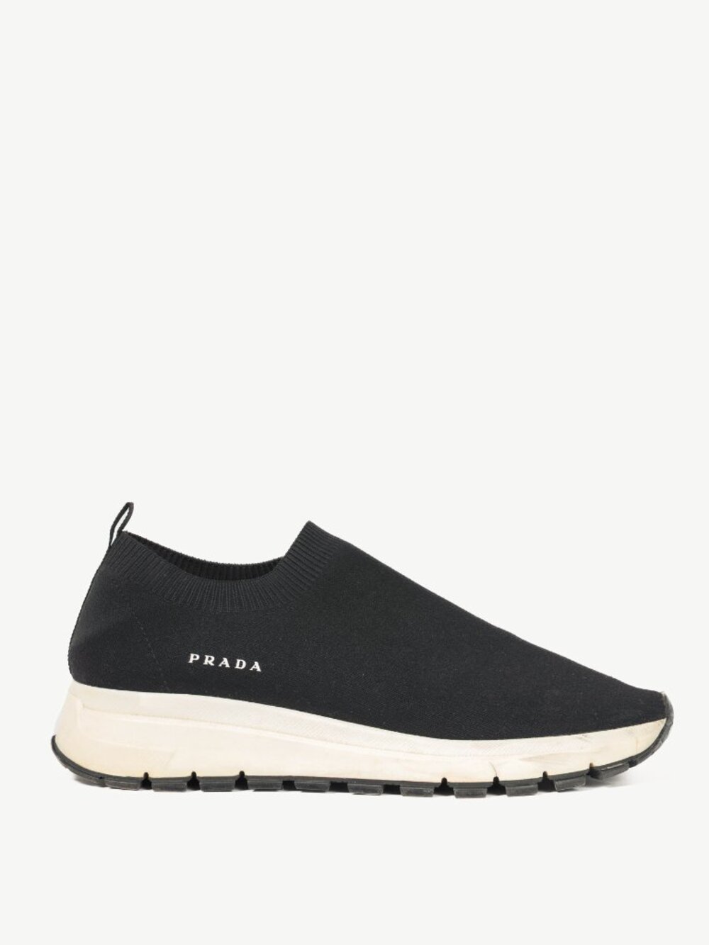Prada Black Knit Slip-On Sneakers